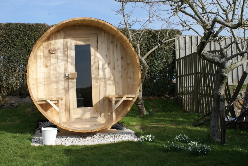 een sauna in de tuin